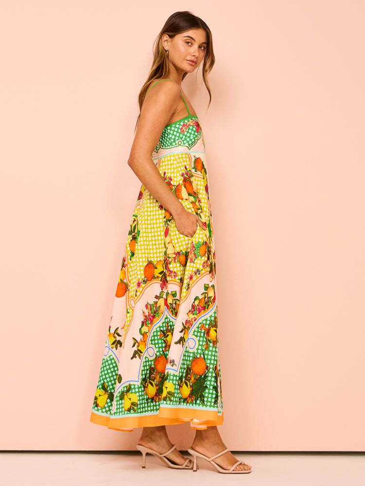 Floral Printed Fit and Flare Maxi Dress