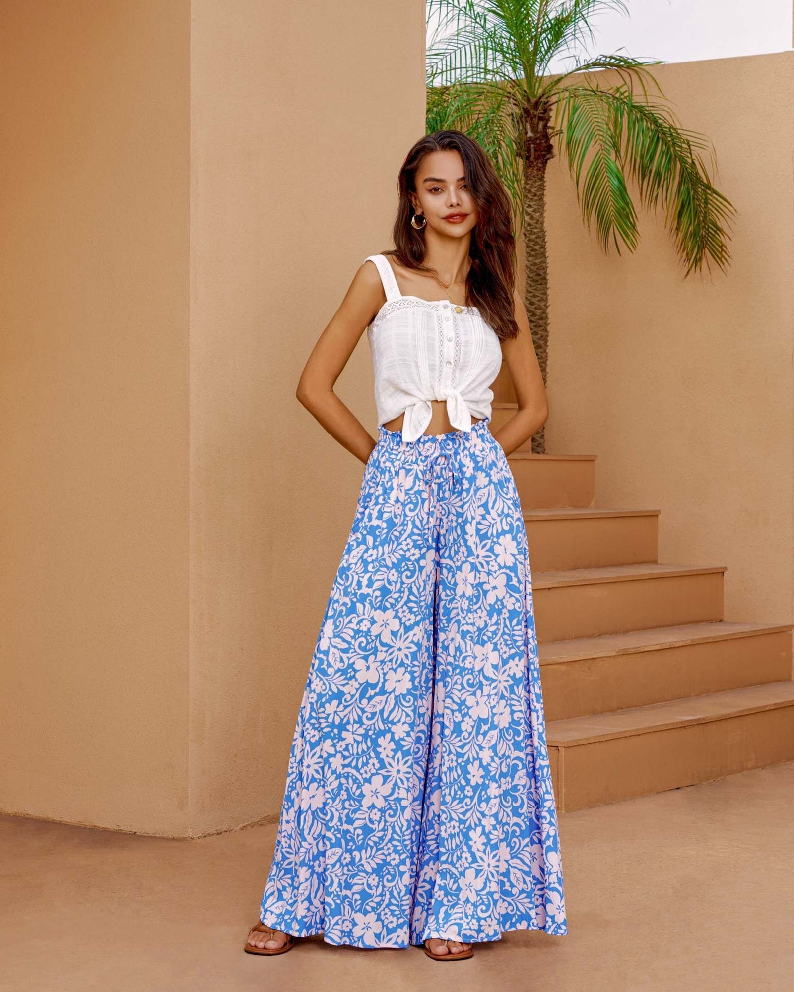Women Floral Printed Flared Palazzo