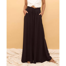 Women Loose Fit Easy Wash Pleated Wide Leg Trousers