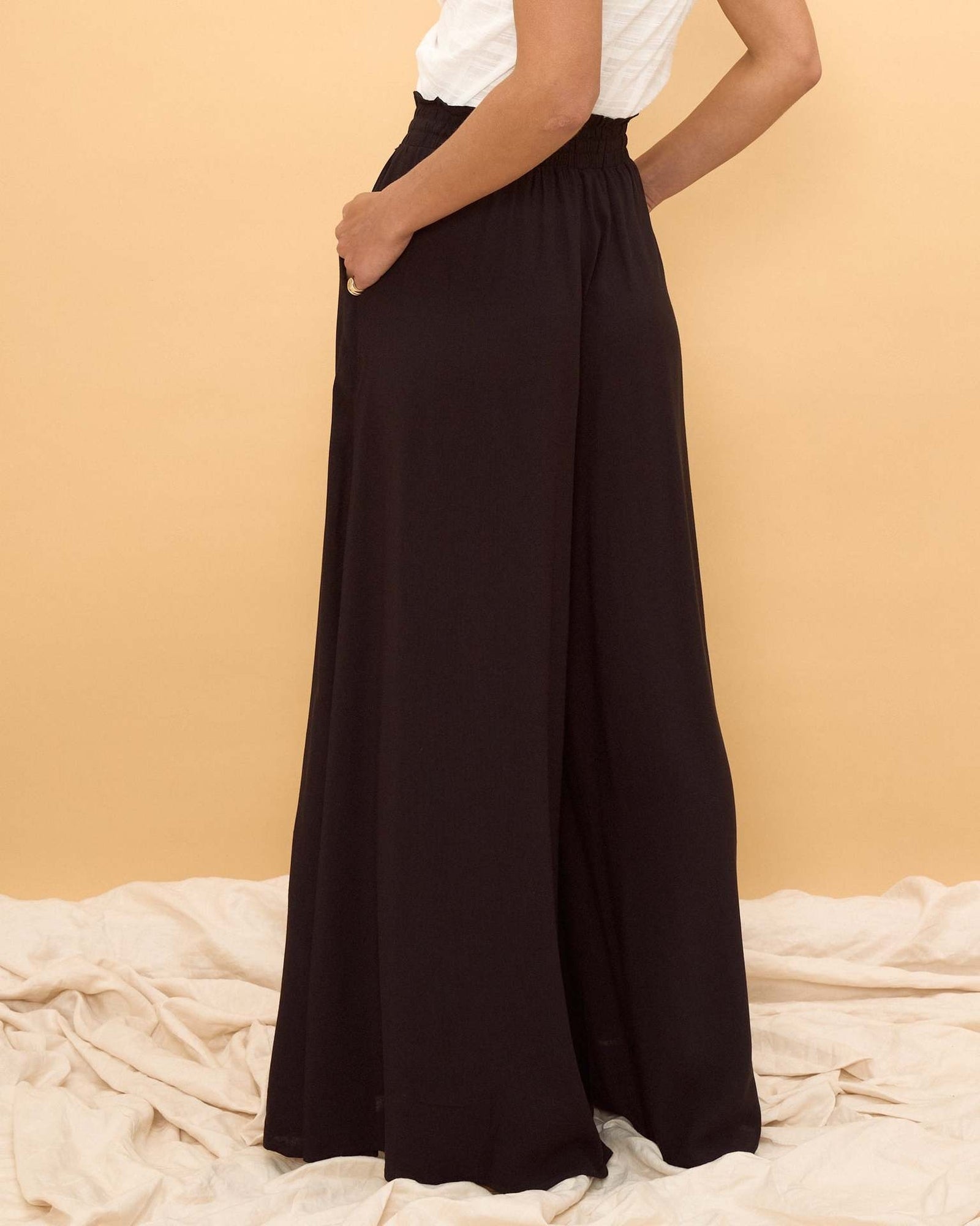 Women Loose Fit Easy Wash Pleated Wide Leg Trousers
