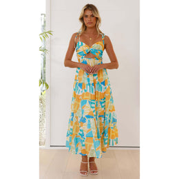 Women Shoulder Straps A-Line Midi Dress