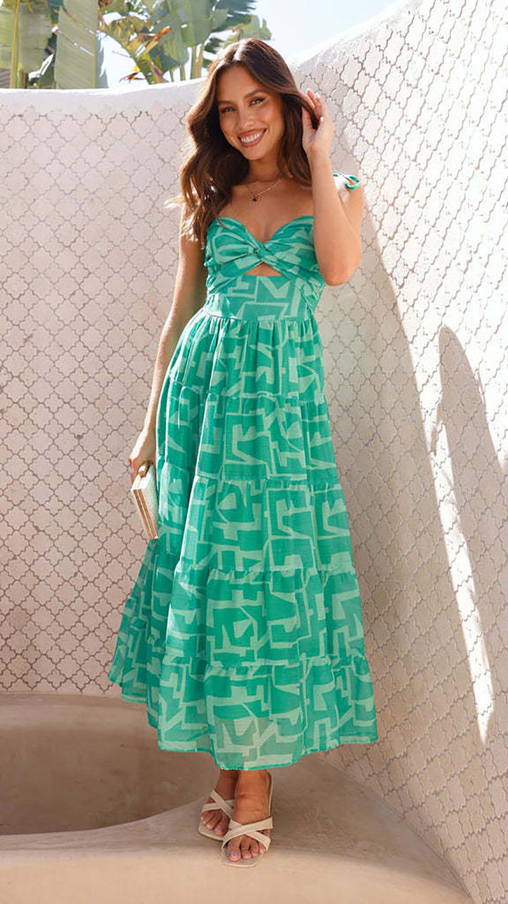 Women Printed Layered A-Line Midi Dress