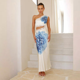 Women One Shoulder Maxi Dress