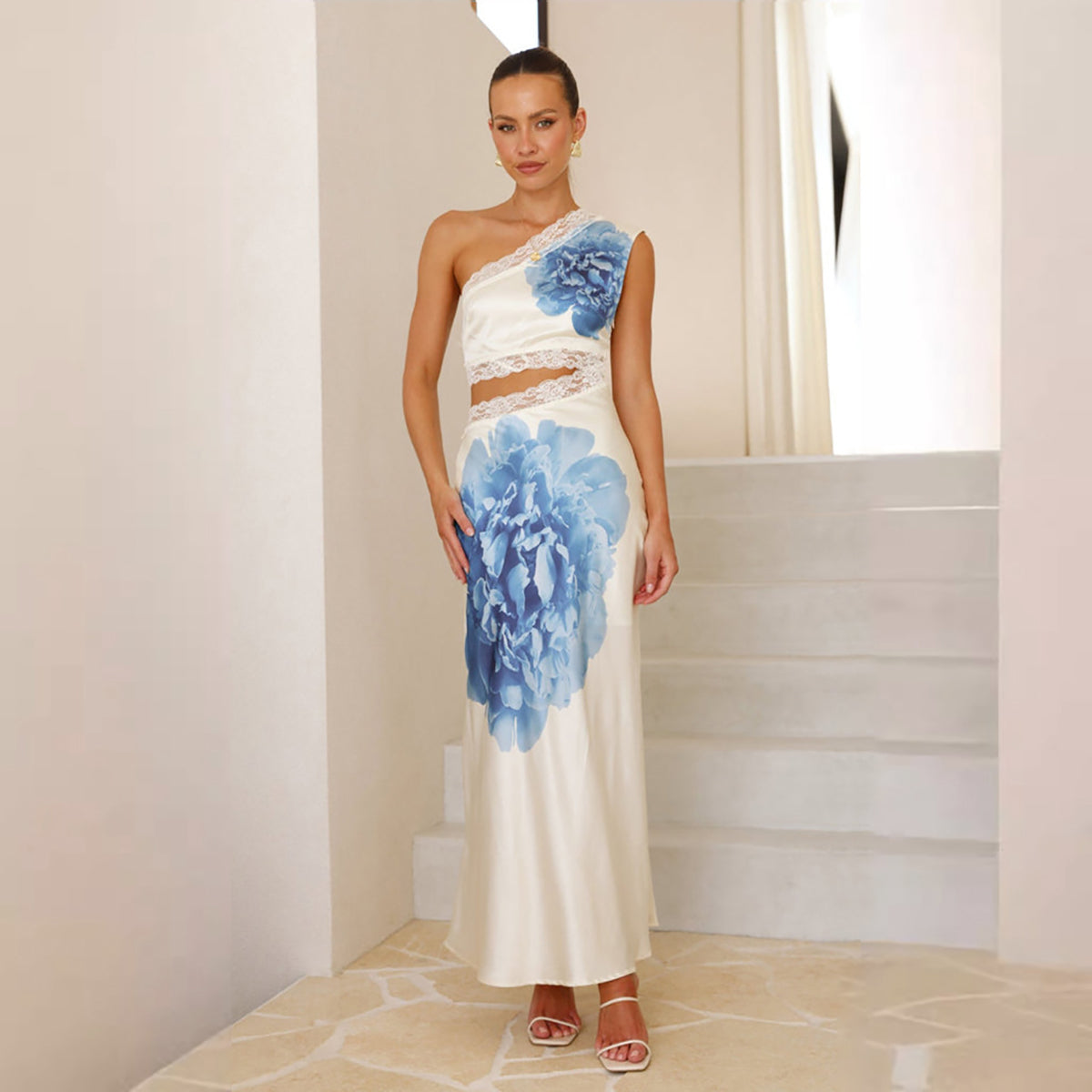 Women One Shoulder Maxi Dress