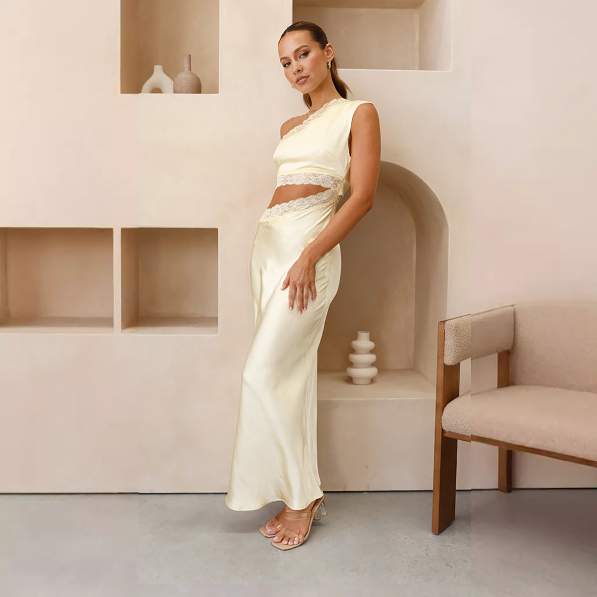 One Shoulder Maxi Dress