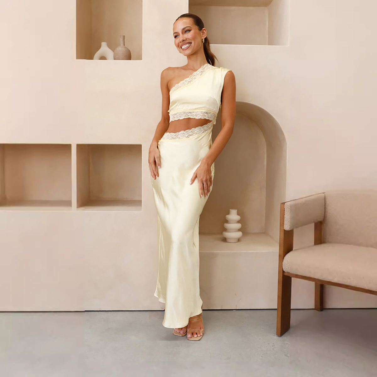 One Shoulder Maxi Dress