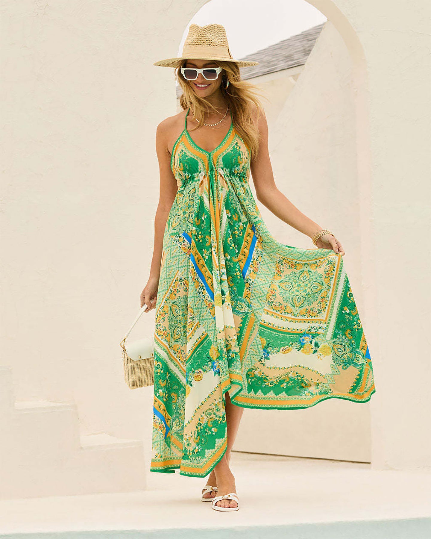 Women Ethnic Motifs Printed A-Line Midi Dress