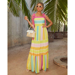 Women Printed Tie-Up Neck Maxi Dress