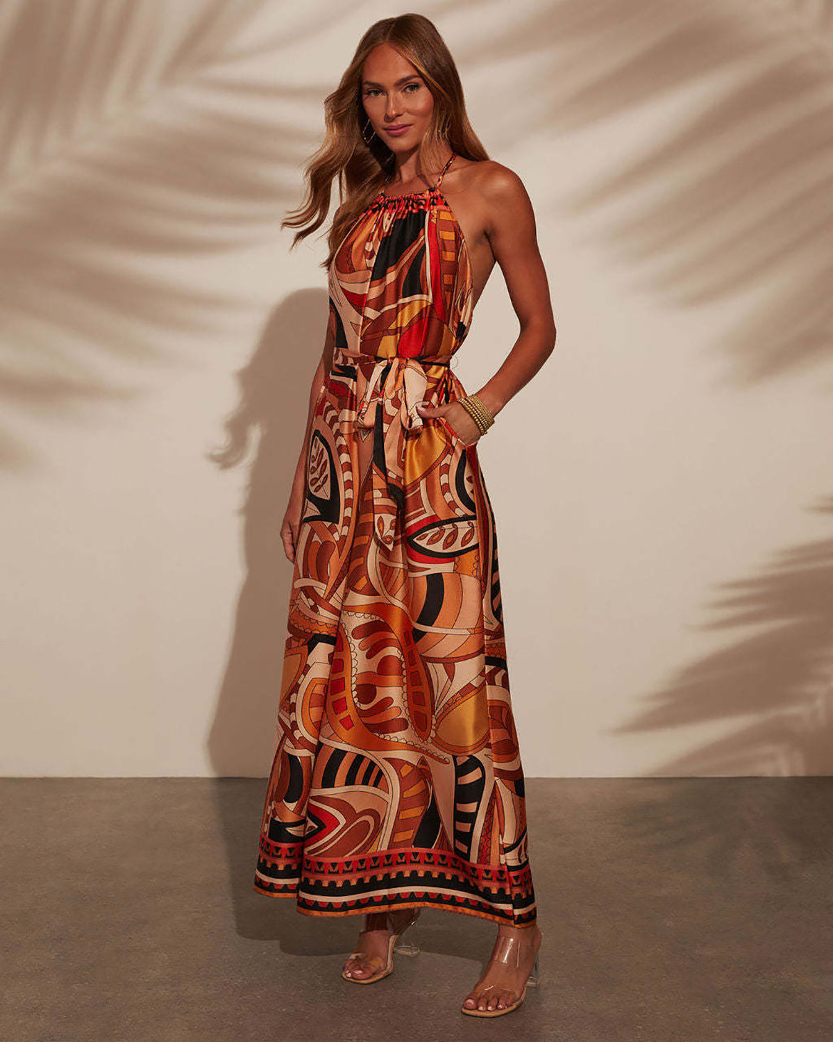 Halter Neck Printed Basic Jumpsuit