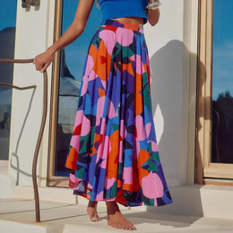 Women Printed Flared Maxi Skirt