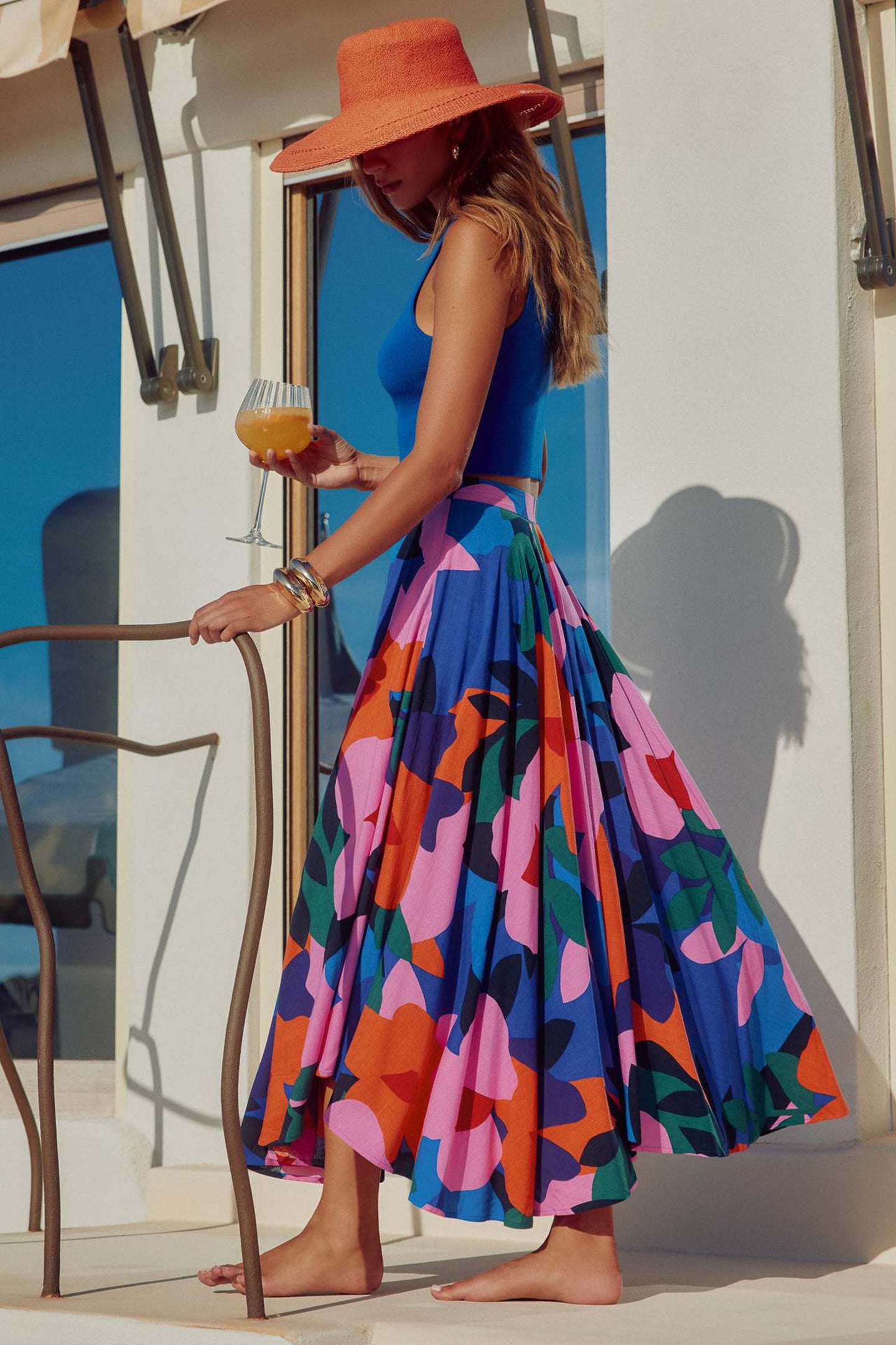 Women Printed Flared Maxi Skirt