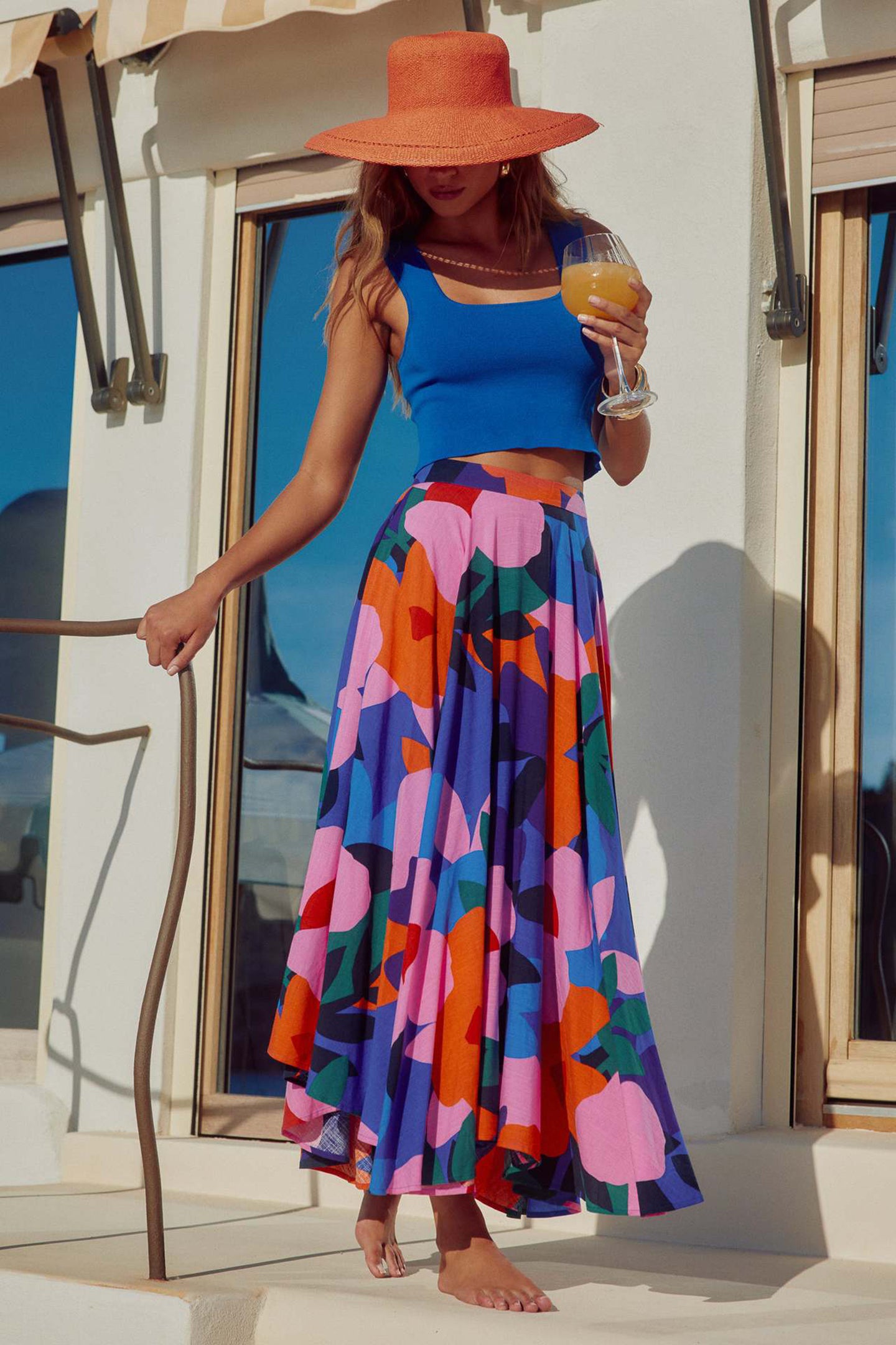 Women Printed Flared Maxi Skirt