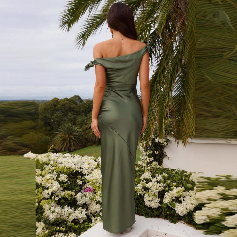 Women Off-Shoulder Chiffon Bodycon Maxi Dress