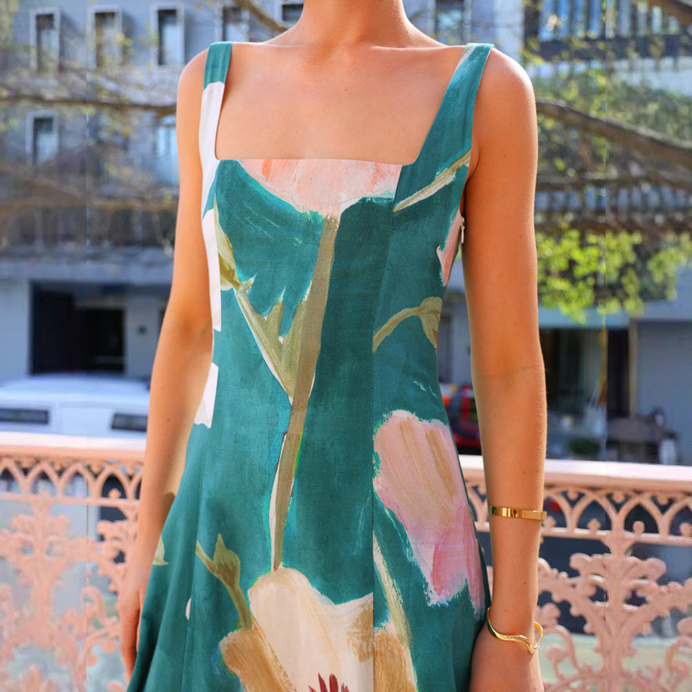 Women Floral Printed Chiffon A-Line Maxi Dress