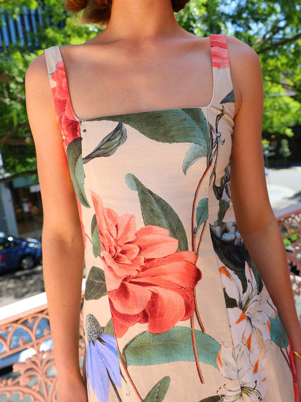 Floral Print Chiffon A-Line Maxi Dress