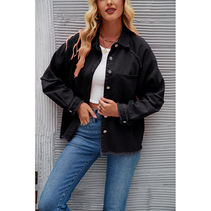 Black Raglan Sleeves Longline Casual Shacket