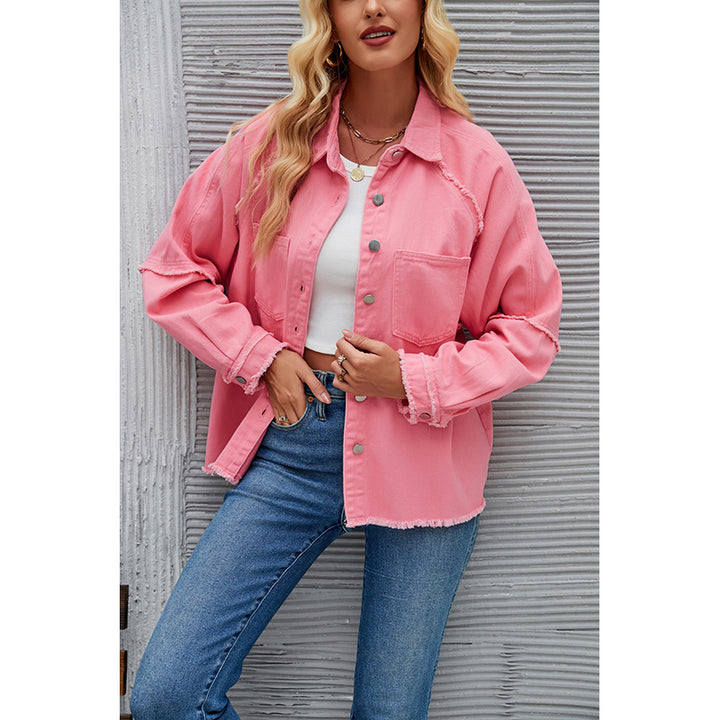 Pink Raglan Sleeves Longline Casual Shacket