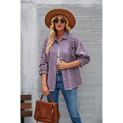 Purple Spread Collar Longline Casual Shacket