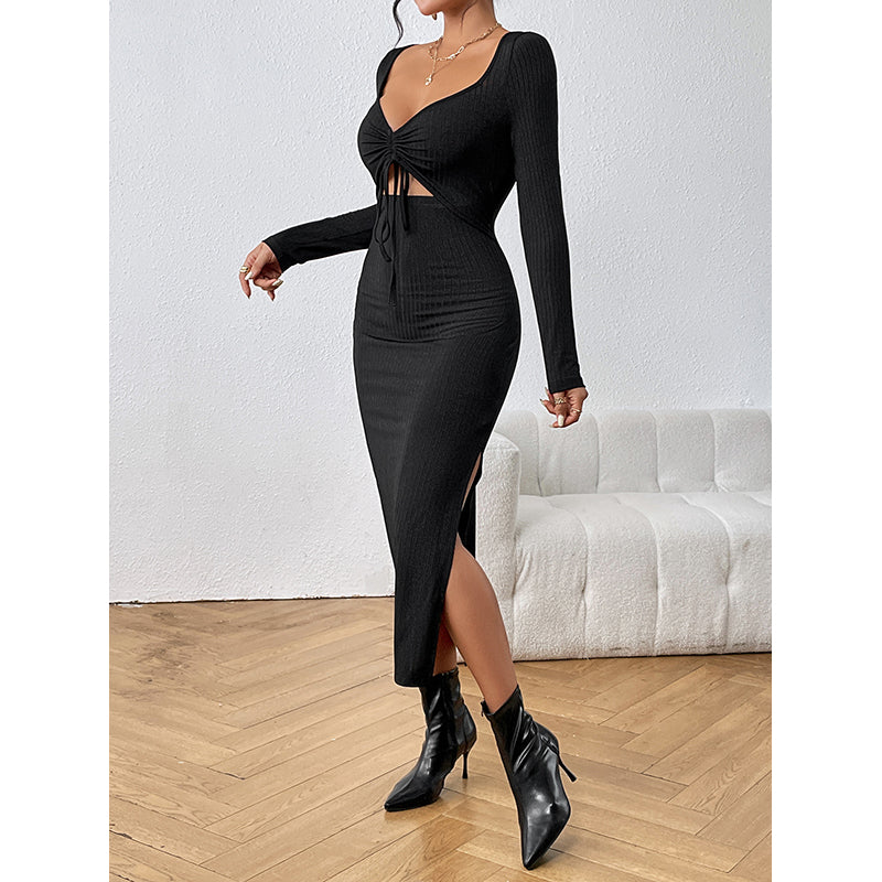 Black Cut-Outs Bodycon Maxi Dress