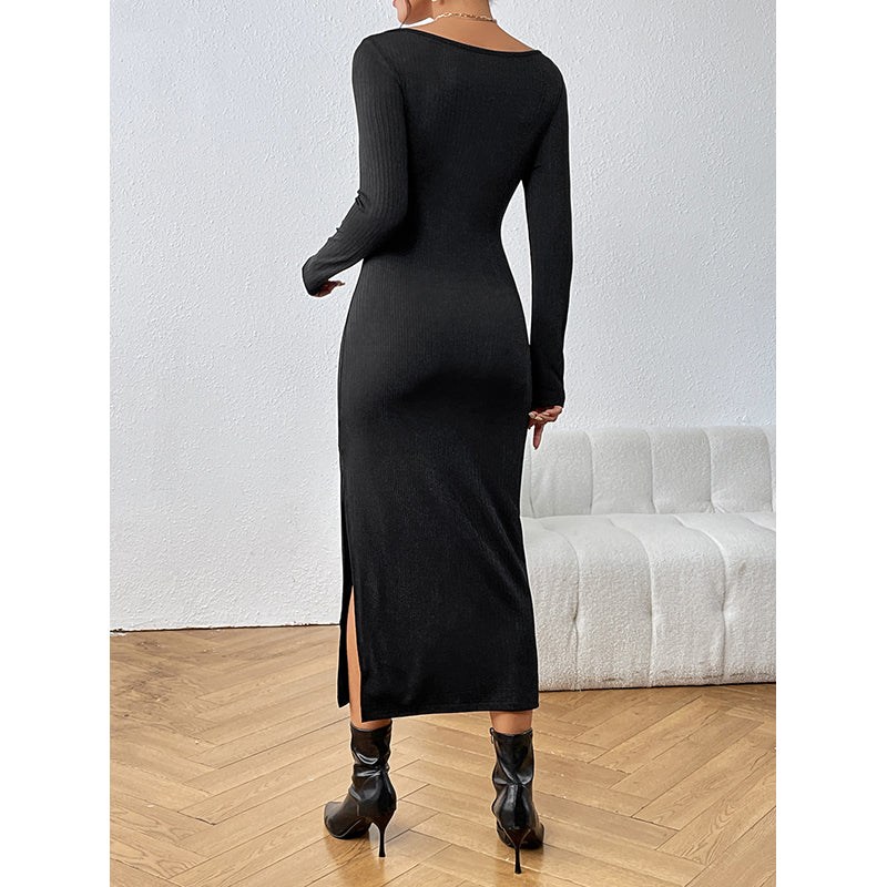 Black Cut-Outs Bodycon Maxi Dress