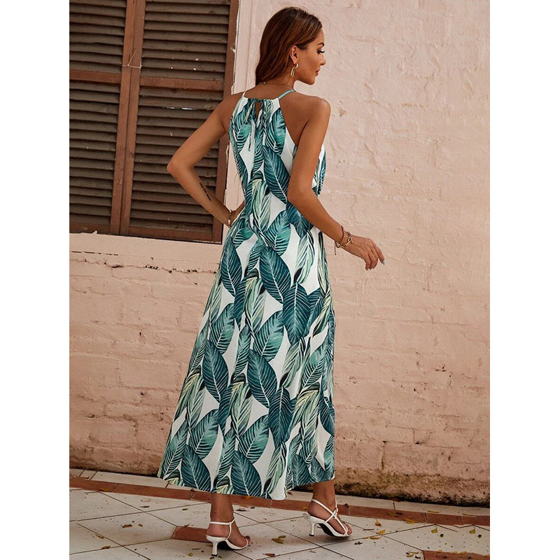 Halter Neck QC COMPLETEDTropical Printed Maxi Dress