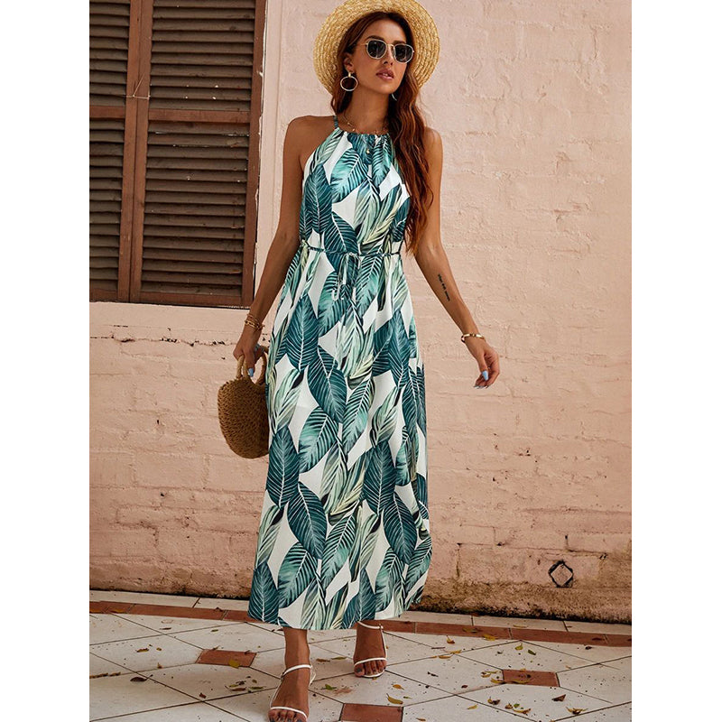 Halter Neck QC COMPLETEDTropical Printed Maxi Dress