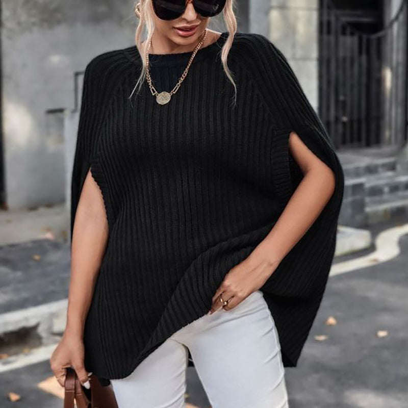 Black Ribbed Longline Pullover