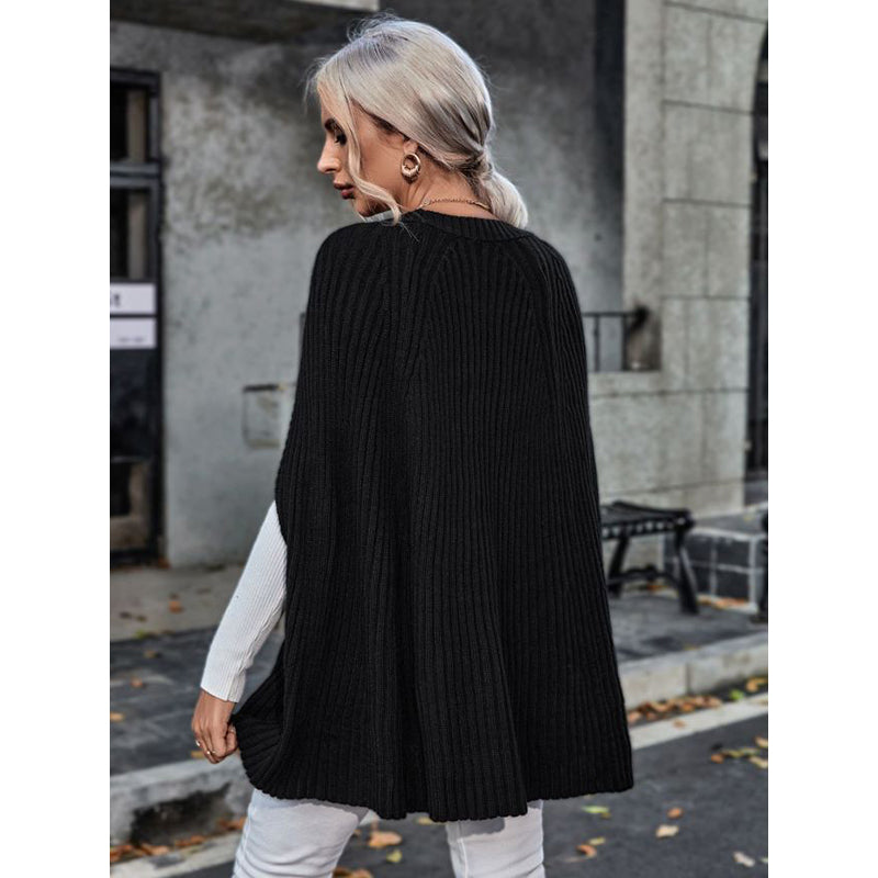 Black Ribbed Longline Pullover