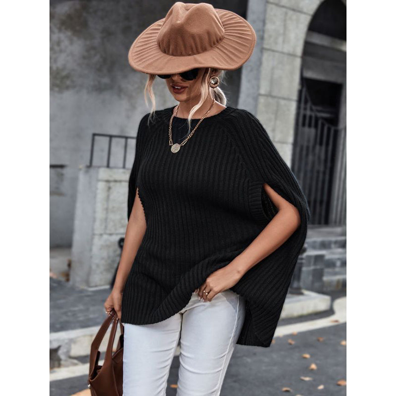 Black Ribbed Longline Pullover