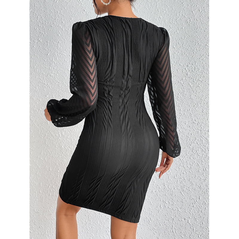 Black Round Neck Sheath Dress
