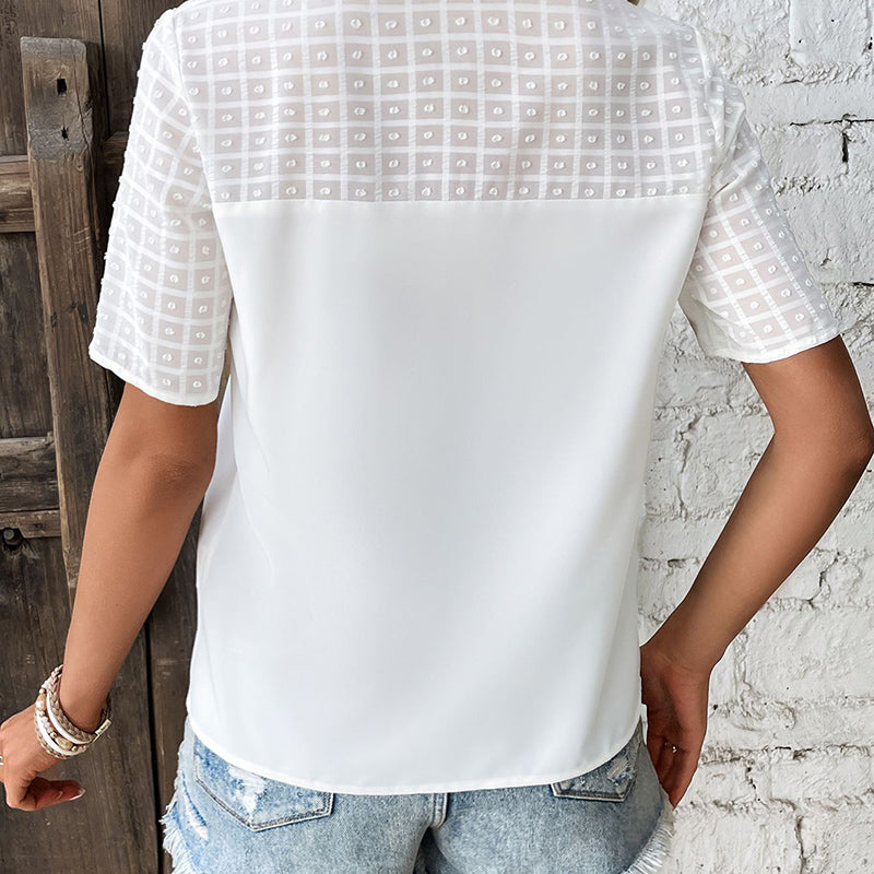 White Geometric Self Design Shirt Style Top