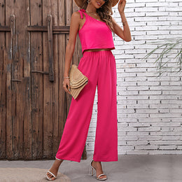 Fuchsia One Shoulder Sleeveless Top With Palazzos