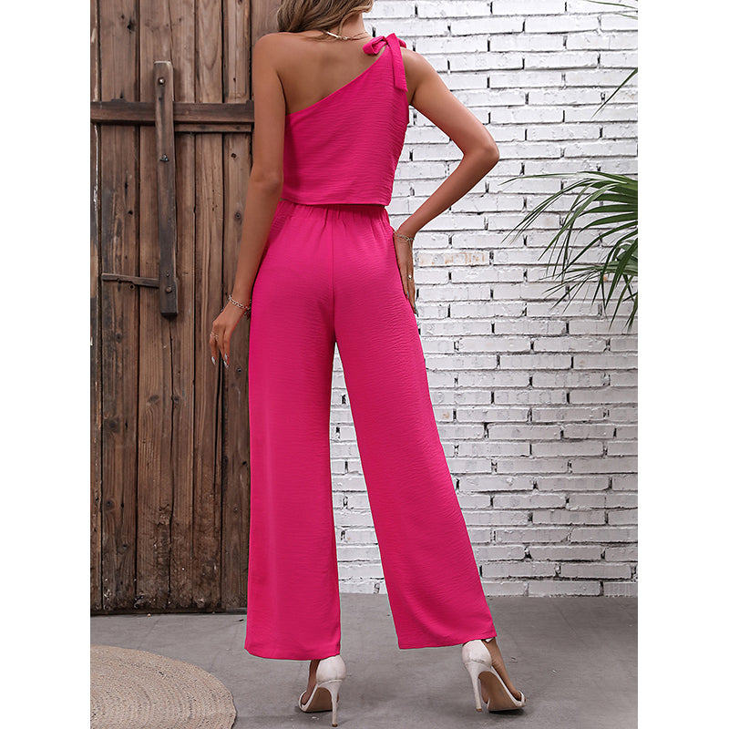 Fuchsia One Shoulder Sleeveless Top With Palazzos