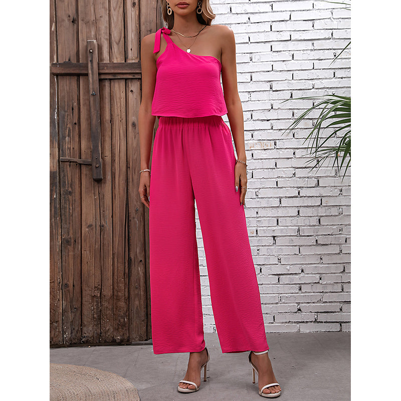 Fuchsia One Shoulder Sleeveless Top With Palazzos