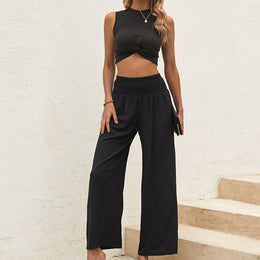 Black Crop Top With Trousers