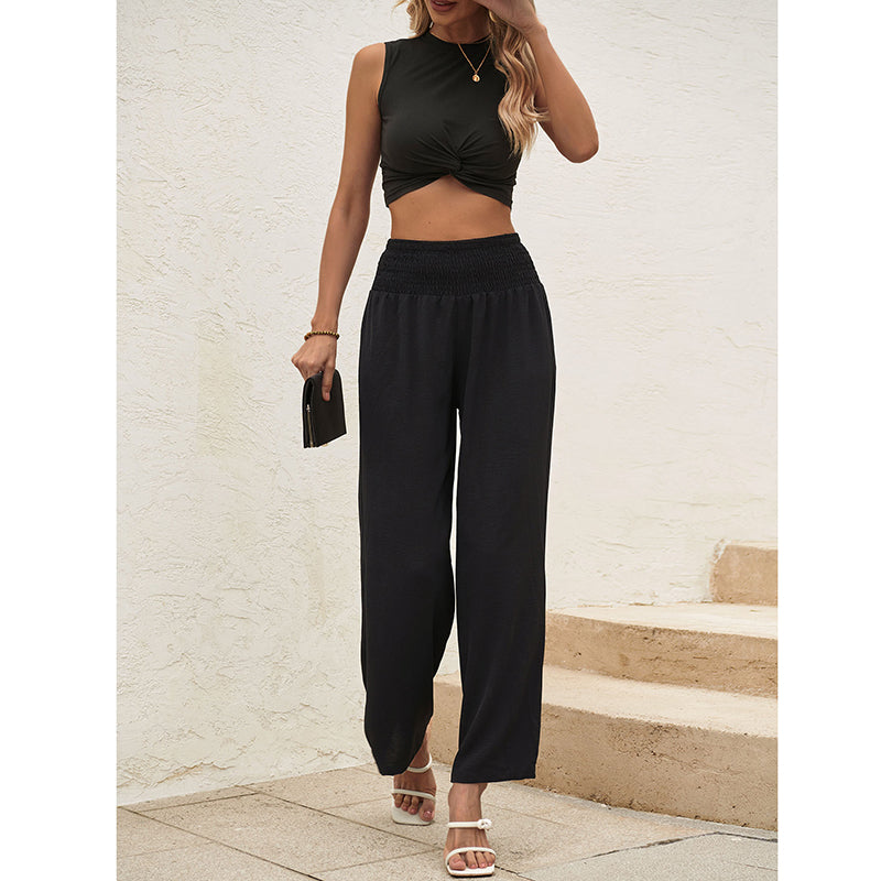 Black Crop Top With Trousers