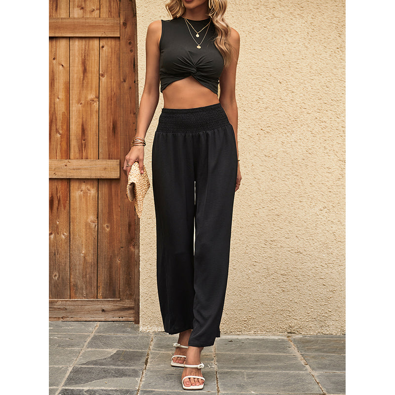 Black Crop Top With Trousers