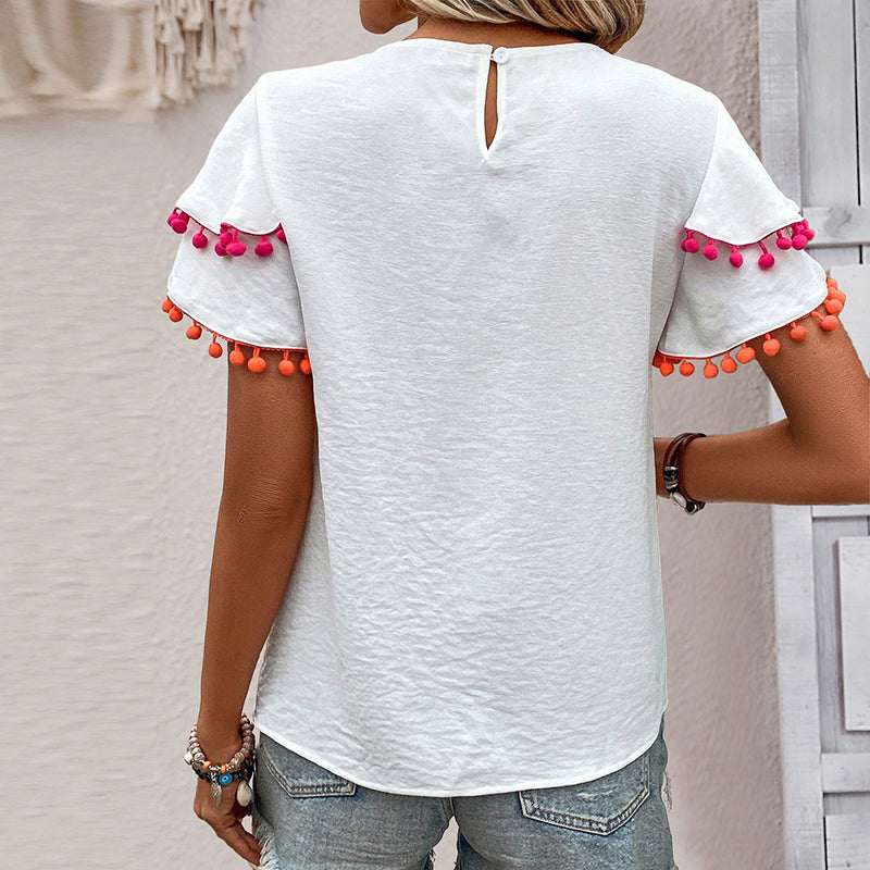 White Flared Sleeves Top