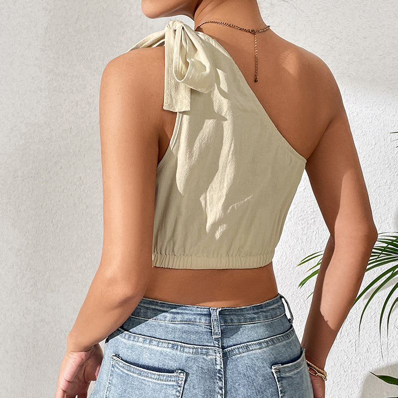 One Shoulder Cotton Crop Top
