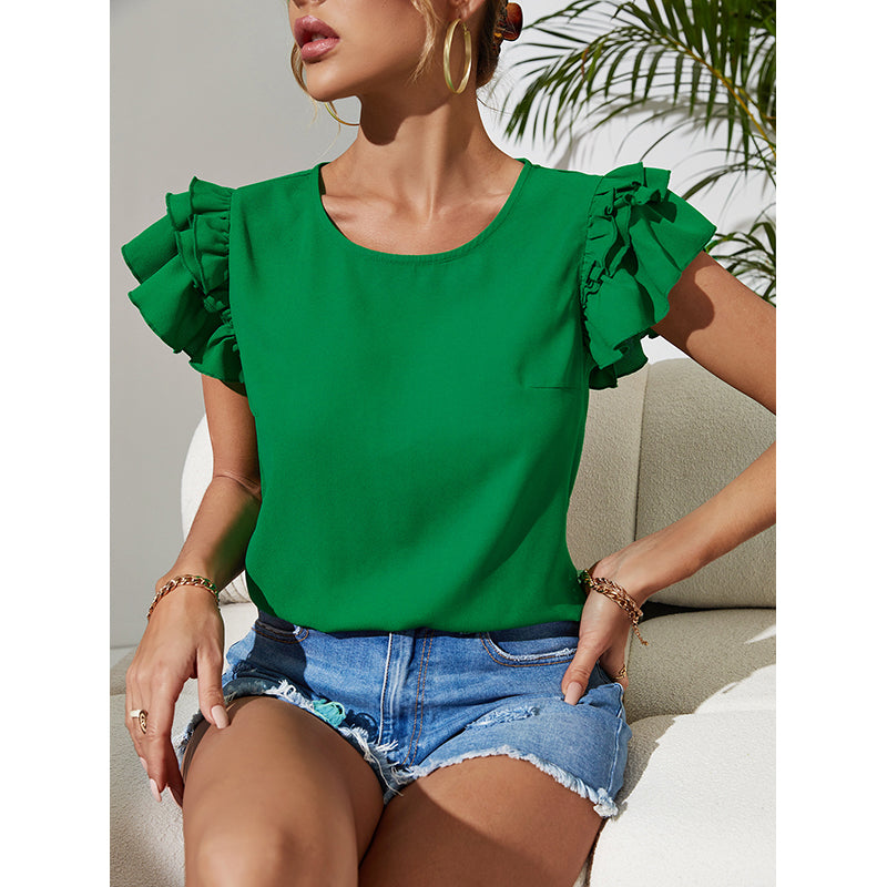 Flutter Sleeves Ruffles Top