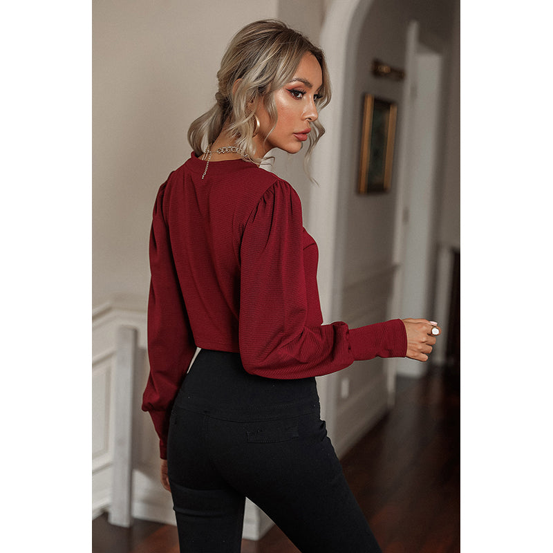 Red V-Neck Crop Top