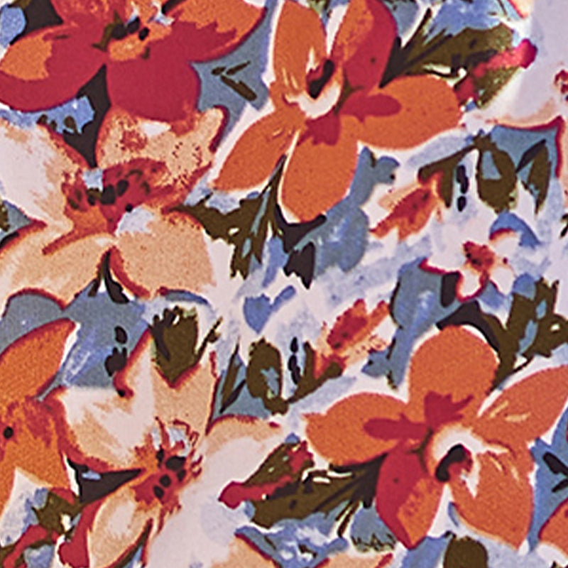 Rust & Blue Floral Print Halter Neck Top