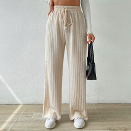 Women Striped Loose Fit Easy Wash Parallel Trousers