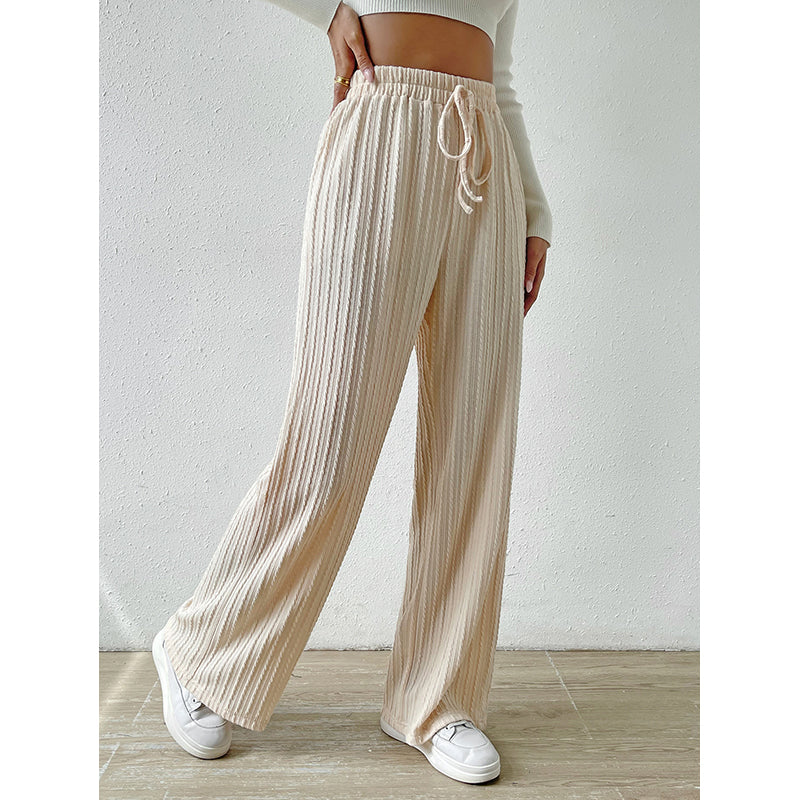 Women Striped Loose Fit Easy Wash Parallel Trousers