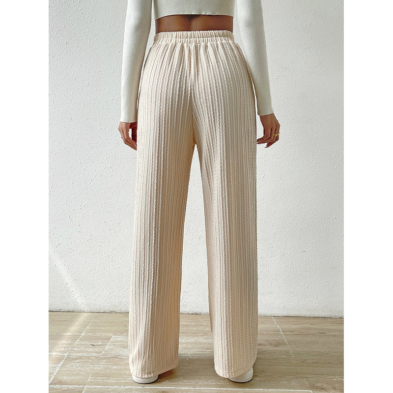 Women Striped Loose Fit Easy Wash Parallel Trousers