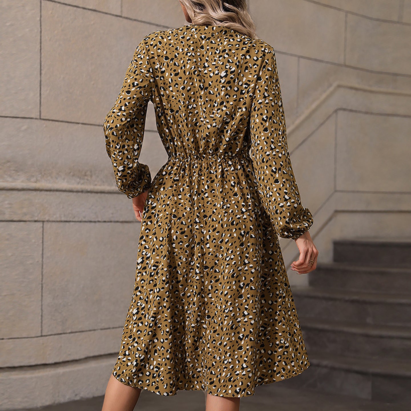 Animal Printed A-Line Midi Dress