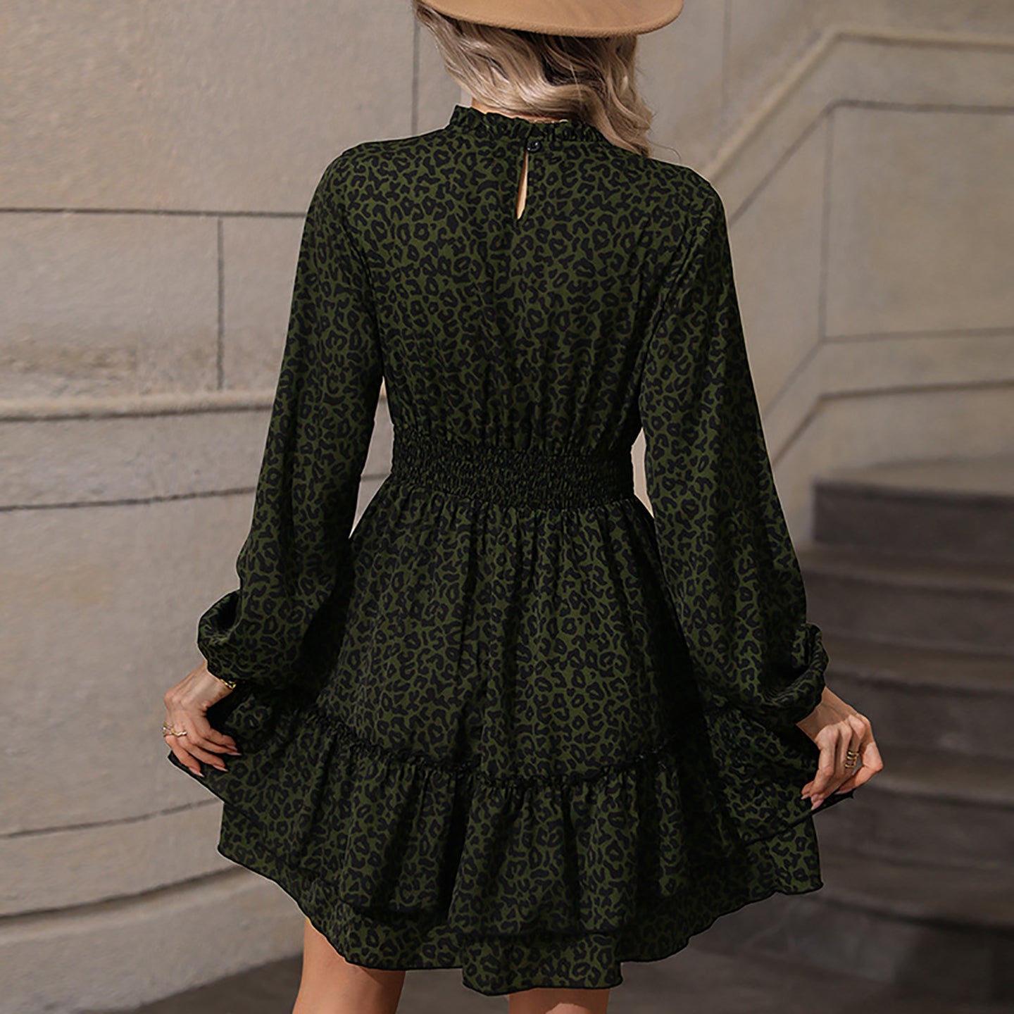 Women Animal Printed Layered A-Line Midi Dress
