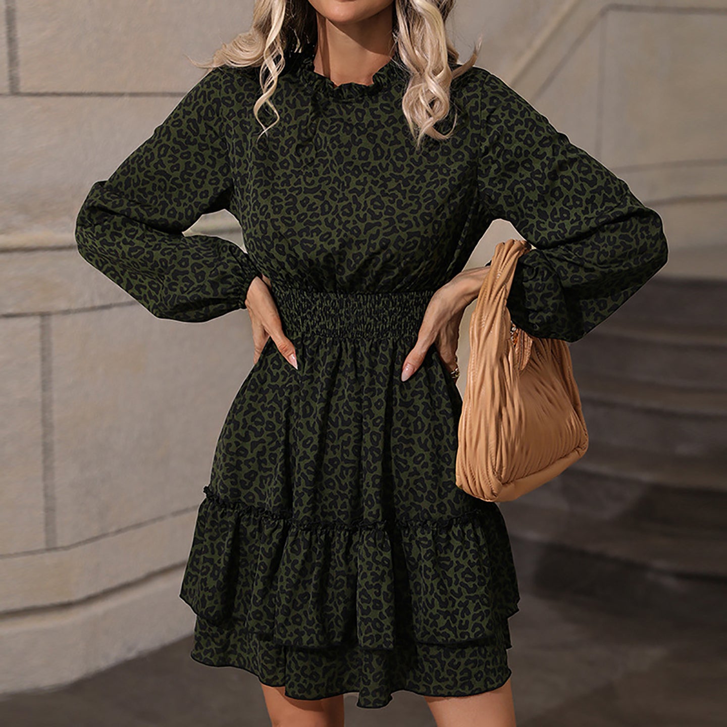 Women Animal Printed Layered A-Line Midi Dress