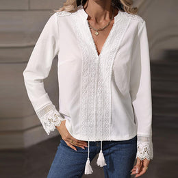 Women Solid V-Neck Top