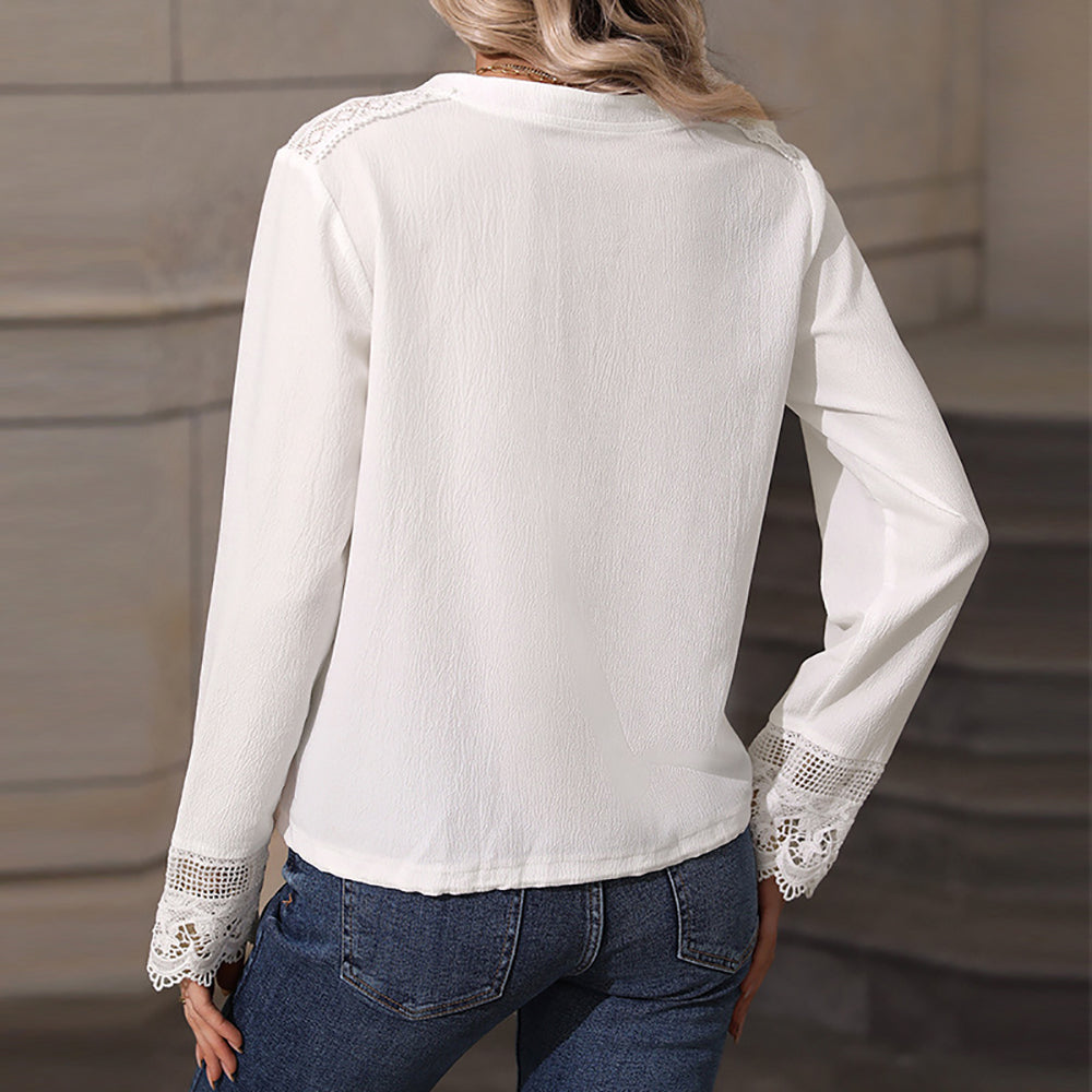 Women Solid V-Neck Top